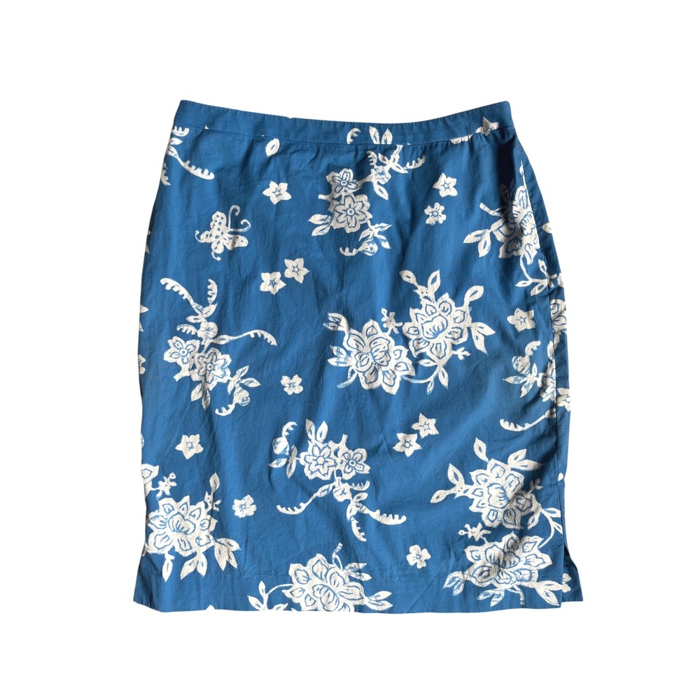 Vintage Ralph Ralph Lauren Blue Cotton Stretch Pencil‎ Skirt 6 Tropical